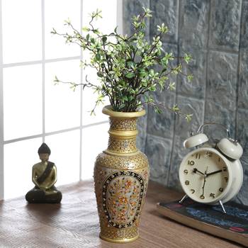 Embossed Gold And Kundan Work Marble Flower Vase 1