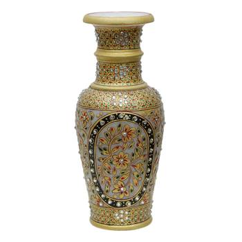 Embossed Gold And Kundan Work Marble Flower Vase 2