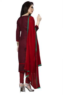  Women Maroon embroidered Pure cotton Designer salwar Suit with dupatta Dress material 3