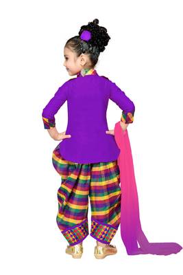 Purple Plain Cotton Kids Kurtis 4
