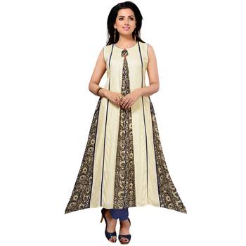 Off-white printed rayon kurti 1