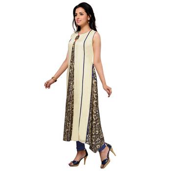 Off-white printed rayon kurti 3
