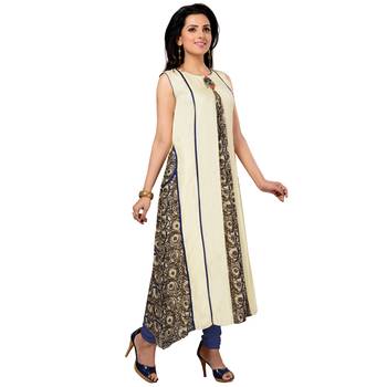 Off-white printed rayon kurti 4