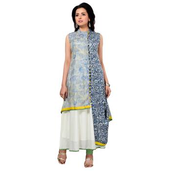 Multicolor printed art silk kurti 1
