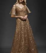 Khwaab Golden Organza Aline Gown