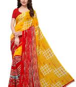 Yellow Solid Georgette Saree With Blouse