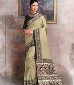 Beige Printed Art Silk Saree With Blouse