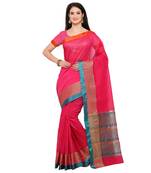 Pink Woven Art Silk Saree With Blouse