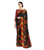 Black Woven Crepe Silk Saree With Blouse