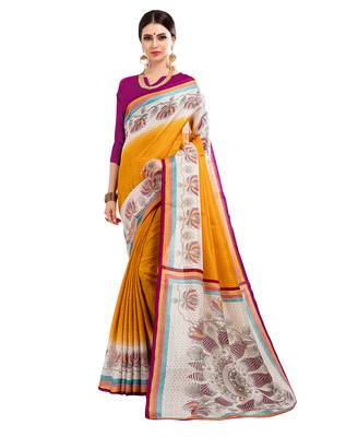 Yellow Woven Khadi Silk Saree With Blouse 1