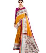 Yellow Woven Khadi Silk Saree With Blouse