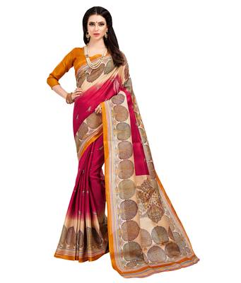 Red Woven Khadi Silk Saree With Blouse 1