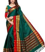 Green Woven Cotton Silk Saree With Blouse