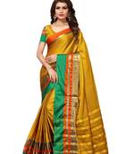 Mustard Woven Cotton Silk Saree With Blouse