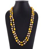 Yellow Colour Monalisa Beads Necklace With Tanjore Art Work Pearl