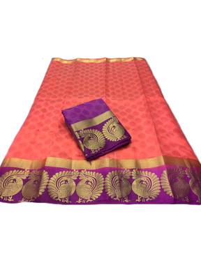 Multicolor woven tussar silk saree with blouse 1
