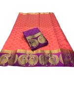 Multicolor woven tussar silk saree with blouse