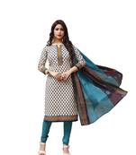 White floral print cotton salwar with dupatta