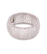 Silver Classy Broad Bangle With Diamond