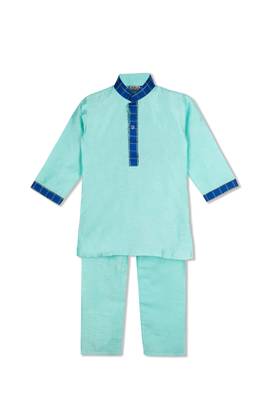 Royal Kurta Pyjama With Stylish Jacket   Mint Green/Royal Blue 3