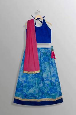 Shibori Lehenga Choli With Contrast Dupatta 1