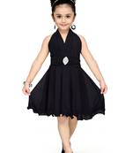 Black Plain Net Kids Frocks