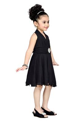 Black Plain Net Kids Frocks 2