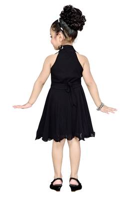 Black Plain Net Kids Frocks 4