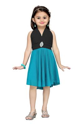 Black Plain Net Kids Frocks 1