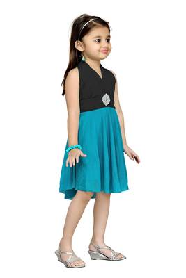 Black Plain Net Kids Frocks 2