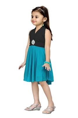 Black Plain Net Kids Frocks 3