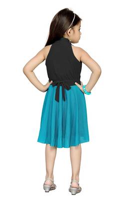 Black Plain Net Kids Frocks 4