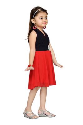 Black Plain Net Kids Frocks 2