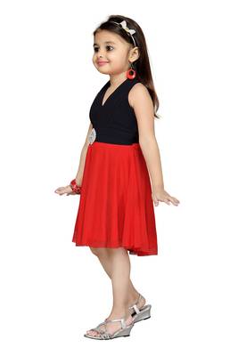 Black Plain Net Kids Frocks 3