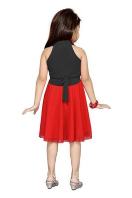 Black Plain Net Kids Frocks 4