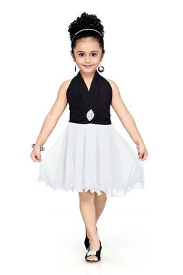 Black Plain Net Kids Frocks 1