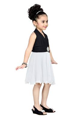 Black Plain Net Kids Frocks 2