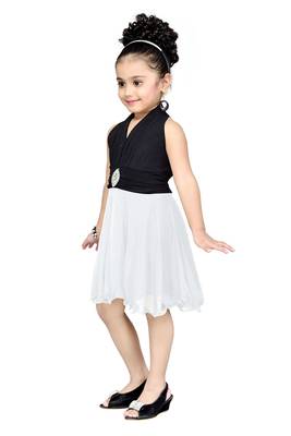 Black Plain Net Kids Frocks 3