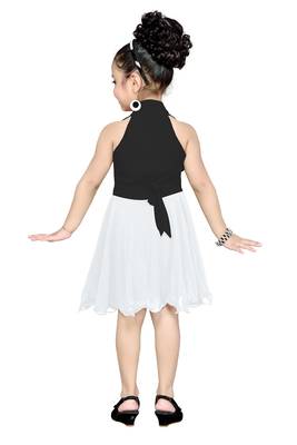 Black Plain Net Kids Frocks 4