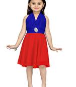 Blue Plain Net Kids Frocks