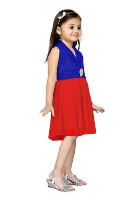 Blue Plain Net Kids Frocks 2