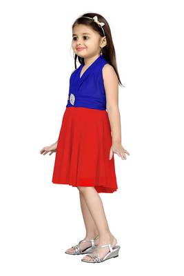 Blue Plain Net Kids Frocks 3