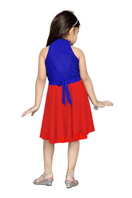 Blue Plain Net Kids Frocks 4