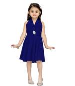 Blue Plain Net Kids Frocks