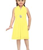 Yellow Plain Net Kids Frocks
