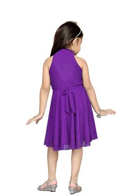 Purple Plain Net Kids Frocks 2
