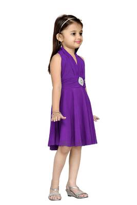 Purple Plain Net Kids Frocks 3