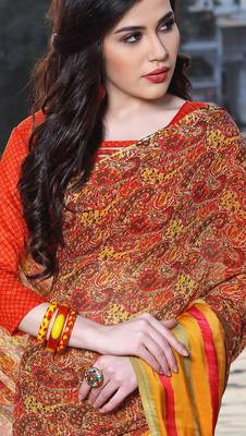 Shaily Multicolor Printed Satin Saree With Blouse 2