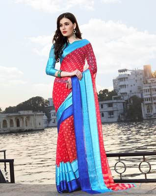 Shaily Multicolor Printed Satin Saree With Blouse 1