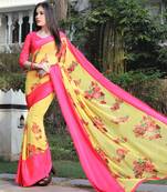 Shaily Multicolor Printed Satin Saree With Blouse